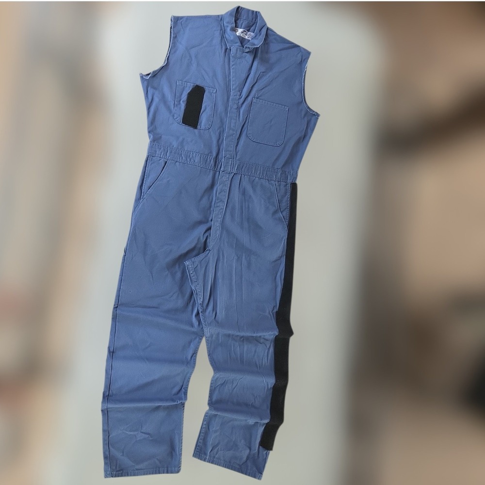 Red Kap Mens 44-RG Coveralls Sleeveless Blue Workwear Streetwear Gorp Industrial